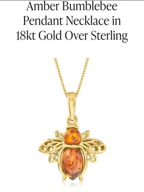 Amber Bumblebee Pendant Necklace in 18kt Gold Over Sterling